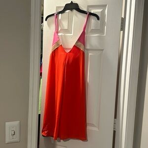 Color block dress pink and red